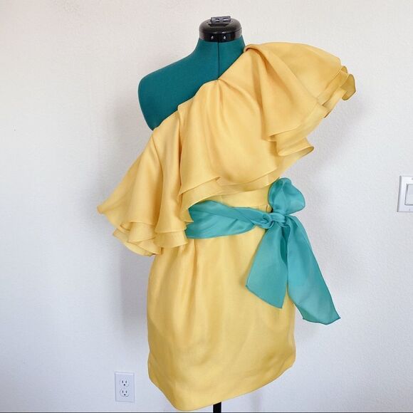 PRABAL GURUNG Carsix 100% Silk One Shoulder Dress - Picture 10 of 12